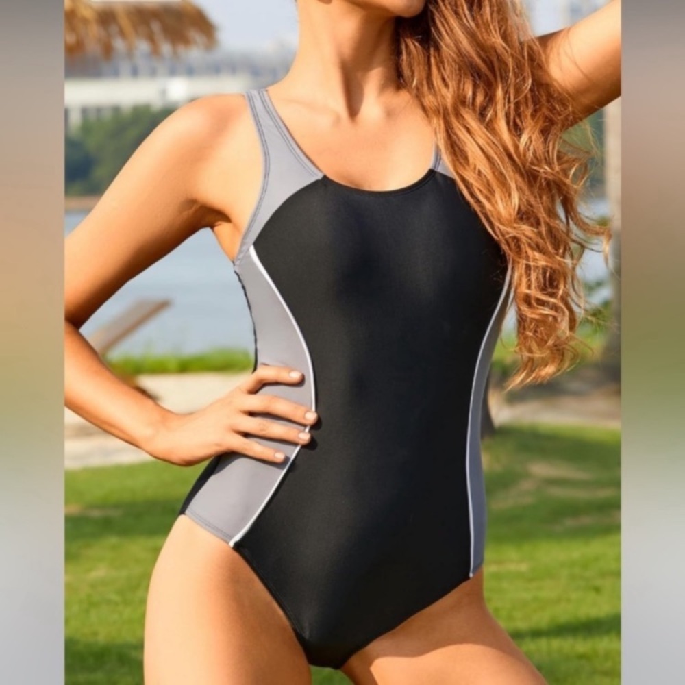 ~One Piece Swimsuit Athletic Racerback Bathing Suit~